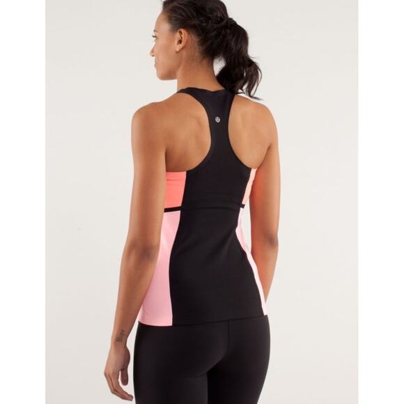 Lululemon Cool Racerback *Surf Bonded Black / Pop Orange / Bleached Coral Size 8 - Picture 6 of 7